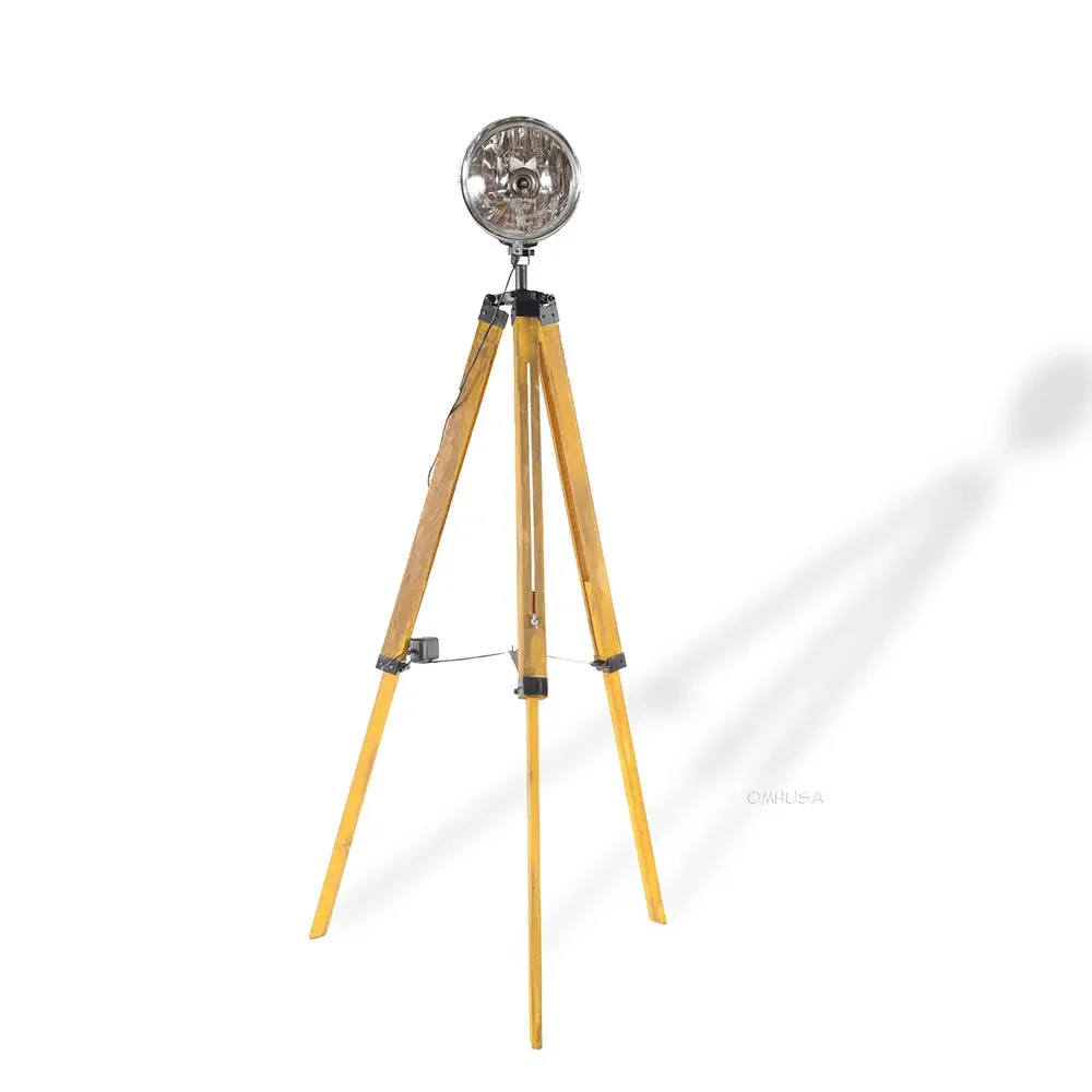 Jawa Lamp with Tripod – 35 Inch Height – Motorcycle Headlight Design By Old Modern Handicrafts