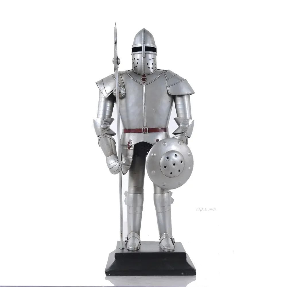 Suit of Armour – 17" Handcrafted Iron Decor with Lance and Shield By Old Modern Handicrafts