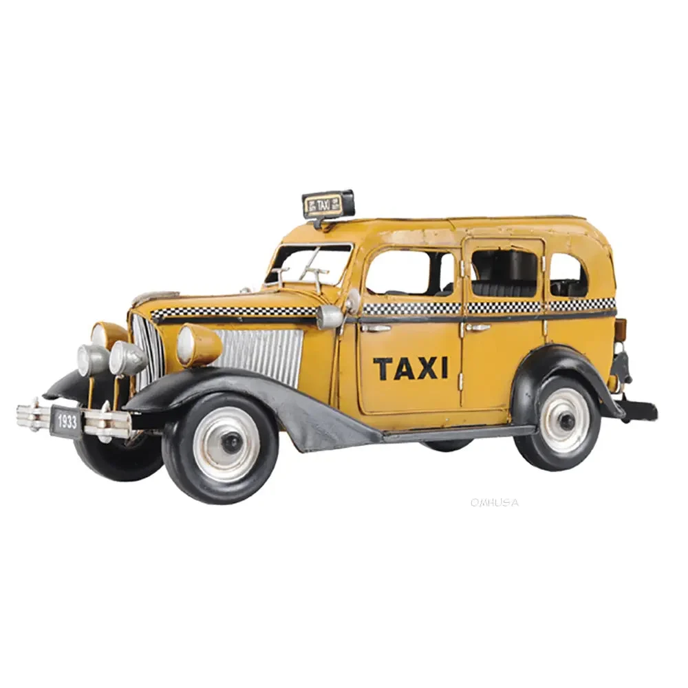 Old Modern Handicrafts 1933 Checker Model T Taxi Cab – Handmade Iron 1:8 Scale Replica, 13.5" Length