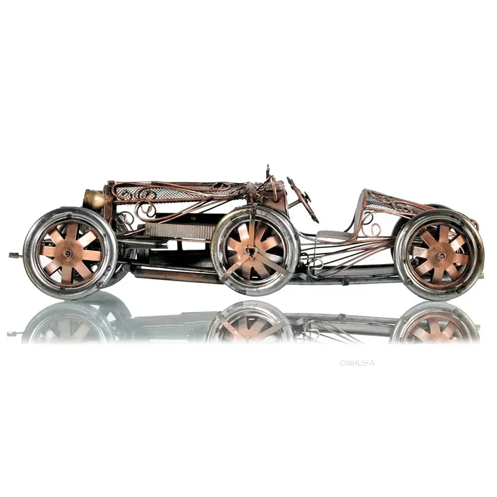 Vintage 1924 Bugatti Type 35 Model – 4 in Handcrafted Iron Race Car By Old Modern Handicrafts