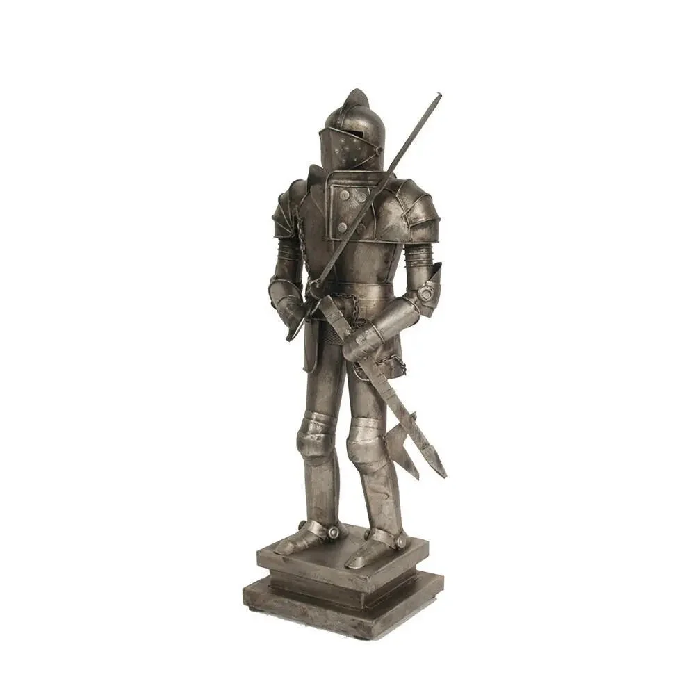 Old Modern Handicrafts Medieval Armor Suit – Handmade Iron Knight Figurine with Sword & Scabbard, 18” Tall