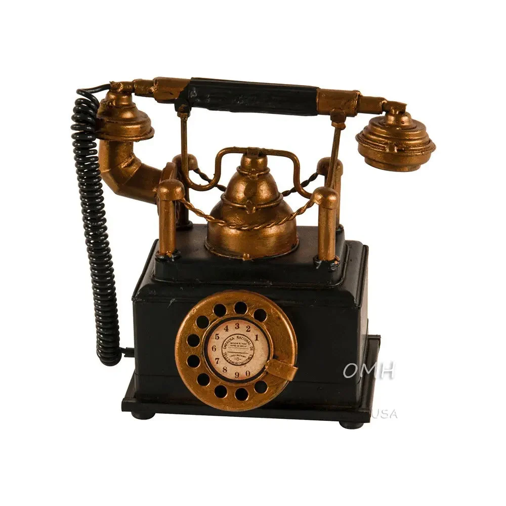 Vintage Telephone Coin Bank 8.5" – Handmade Iron Display Old Modern Handicrafts
