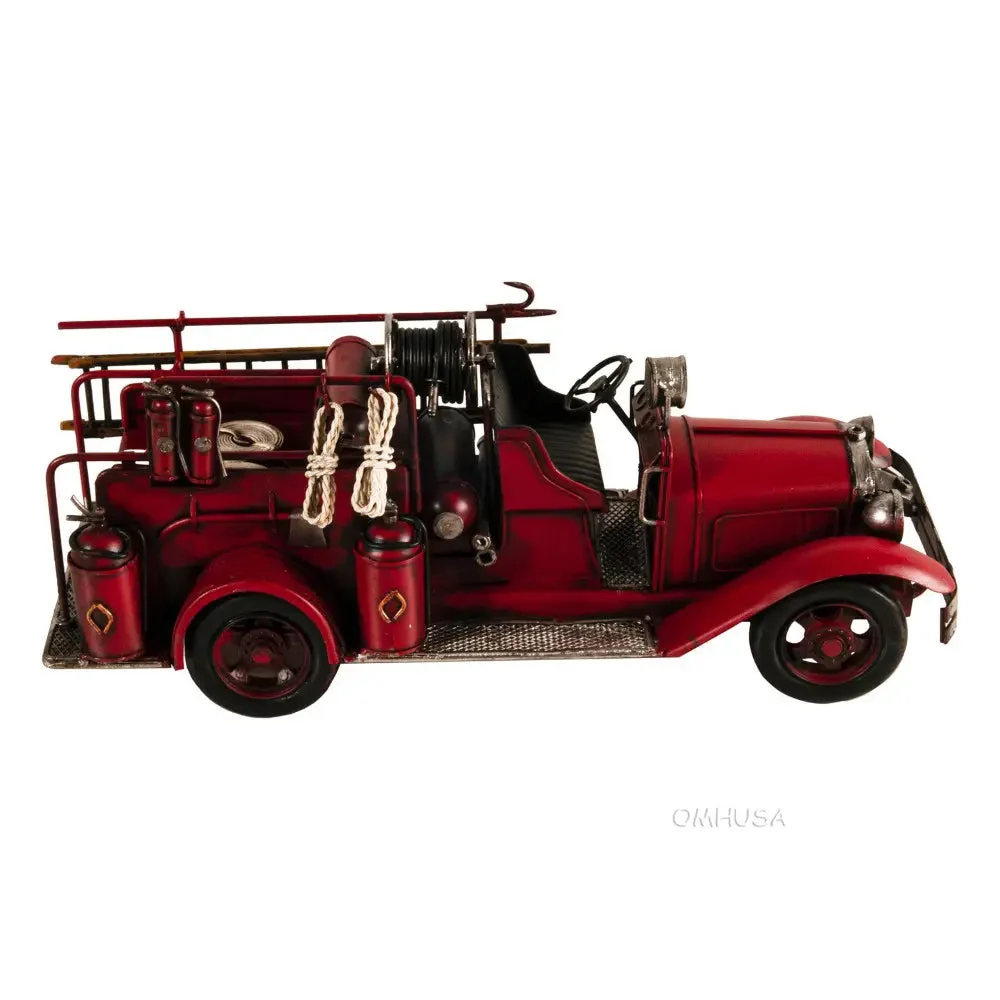 Vintage Fire Engine Truck Model 6" – Handmade Iron Fire Truck Decor – 1910s Design By Old Modern Handicrafts