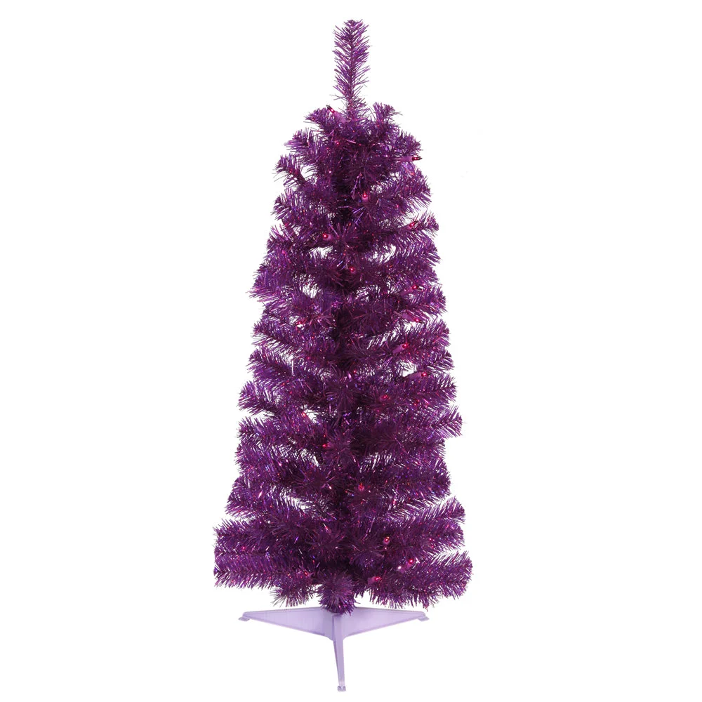 Vickerman B163625 2' Purple Pencil Artificial Christmas Tree Purple Dura-Lit Incandescent Lights