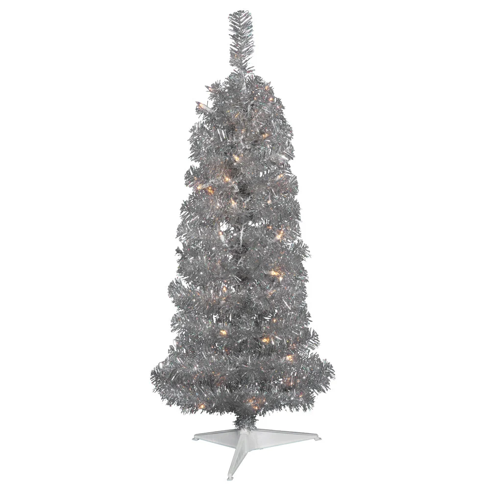 Vickerman B163724LED 2' Silver Pencil Artificial Christmas Tree Warm White Dura-Lit Led Lights
