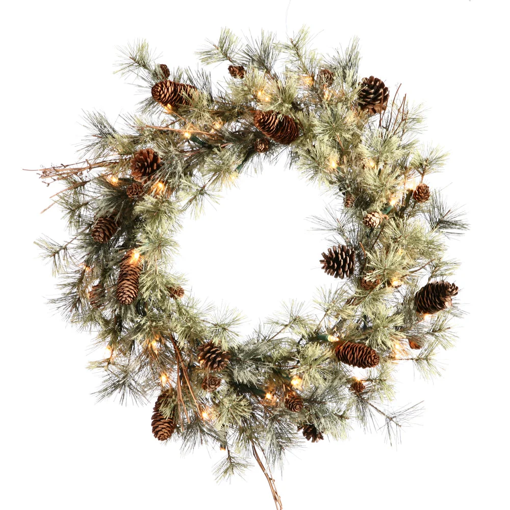 Vickerman B165531LED 30" Dakota Artificial Christmas Wreath Warm White Dura-lit LED Mini Lights