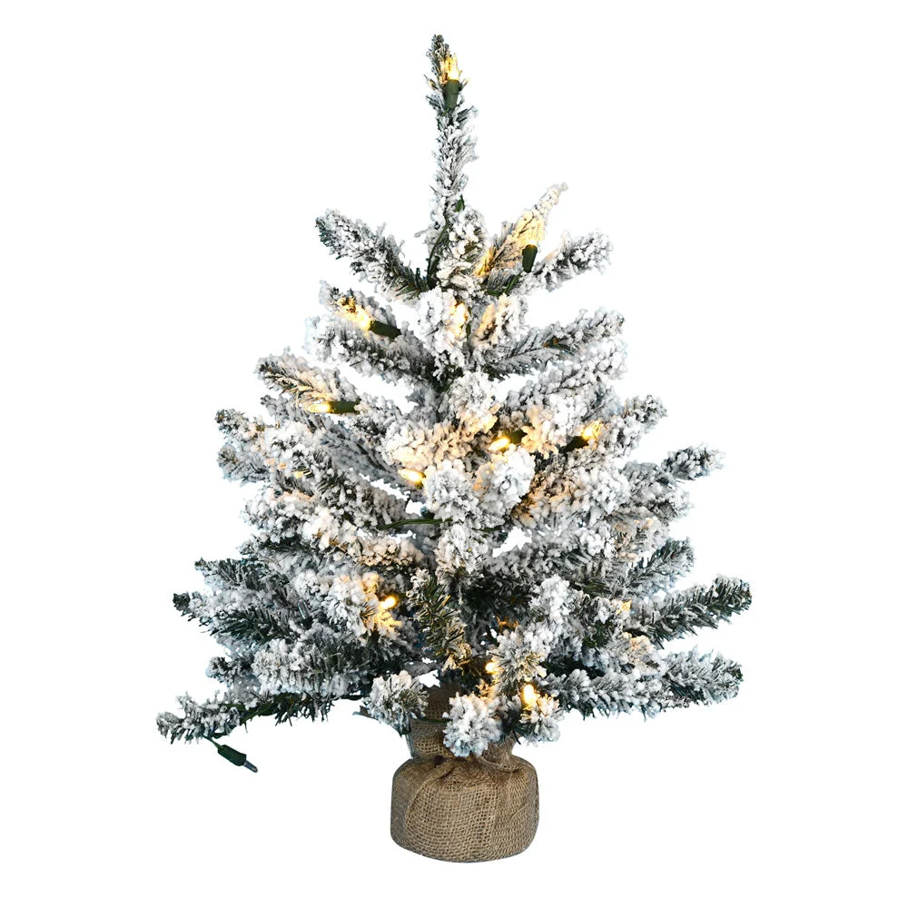 Vickerman B160525LED 24" Flocked Anoka Pine Artificial Christmas Tree Warm White Led Lights