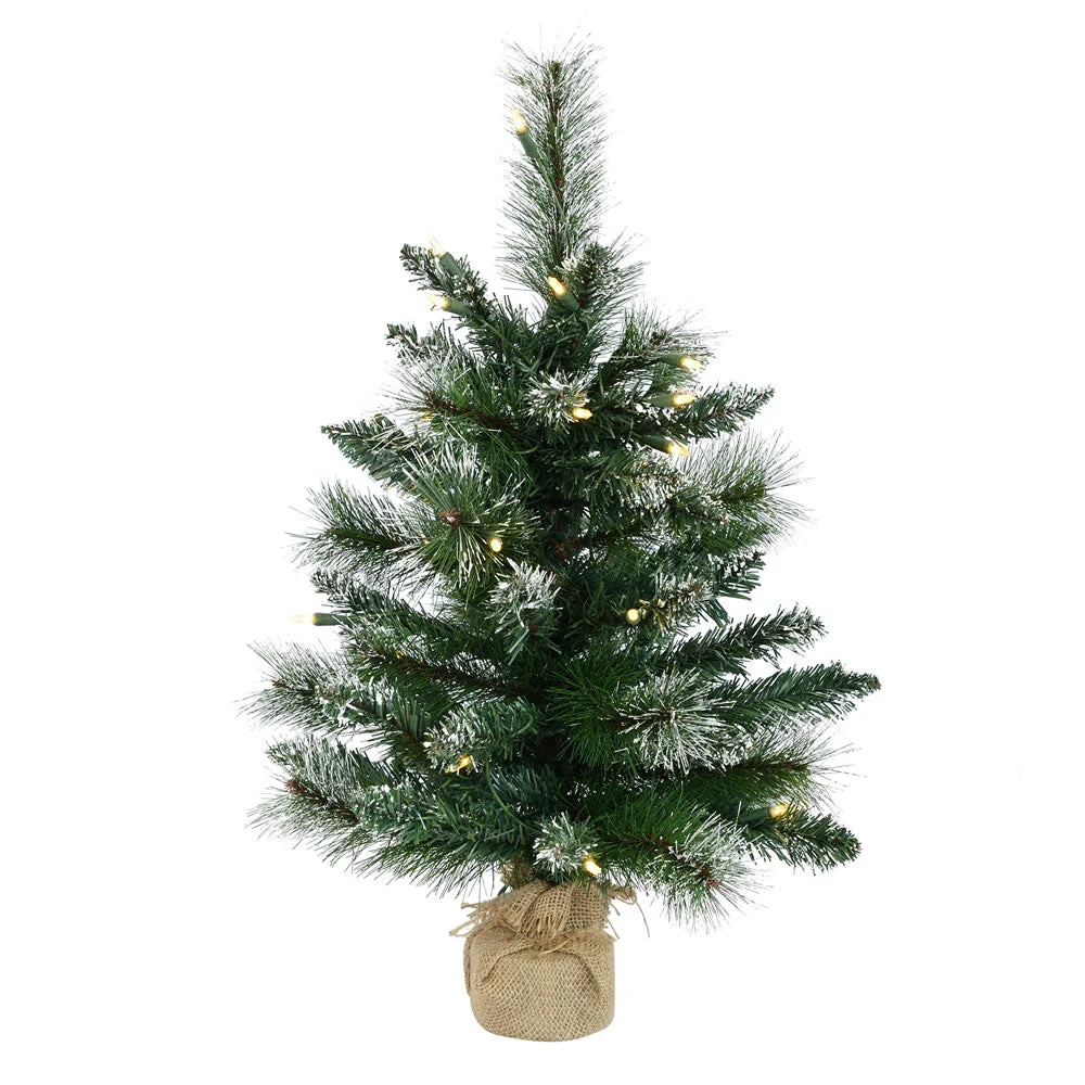 Vickerman B166425LED 2' Snow Tipped Mixed Pine Artificial Christmas Tree Warm White Dura-Lit Led Lights