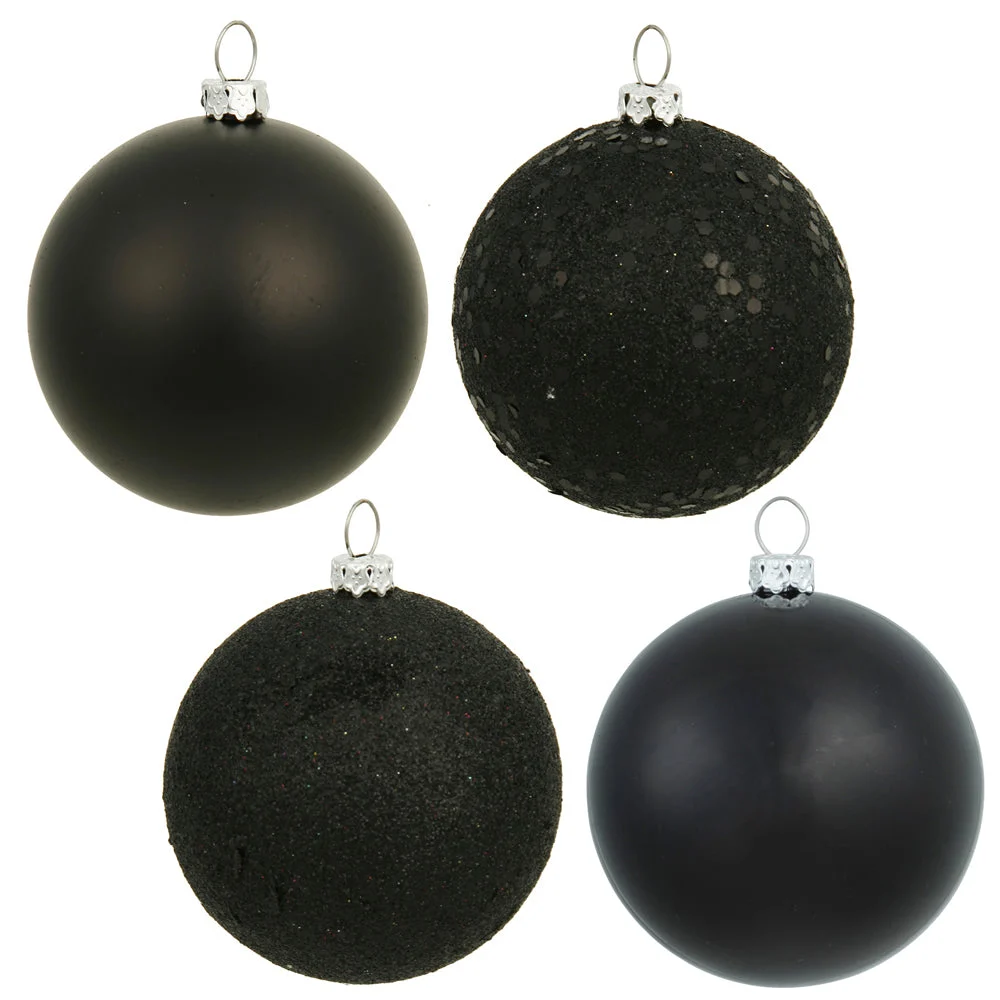Vickerman N593017DA 12" Black 4-Finish Ball Ornament 4 Per Bag