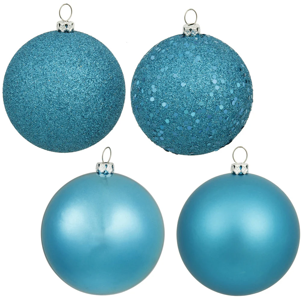 Vickerman N593012DA 12" Turquoise 4-Finish Ball Ornament 4 Per Bag