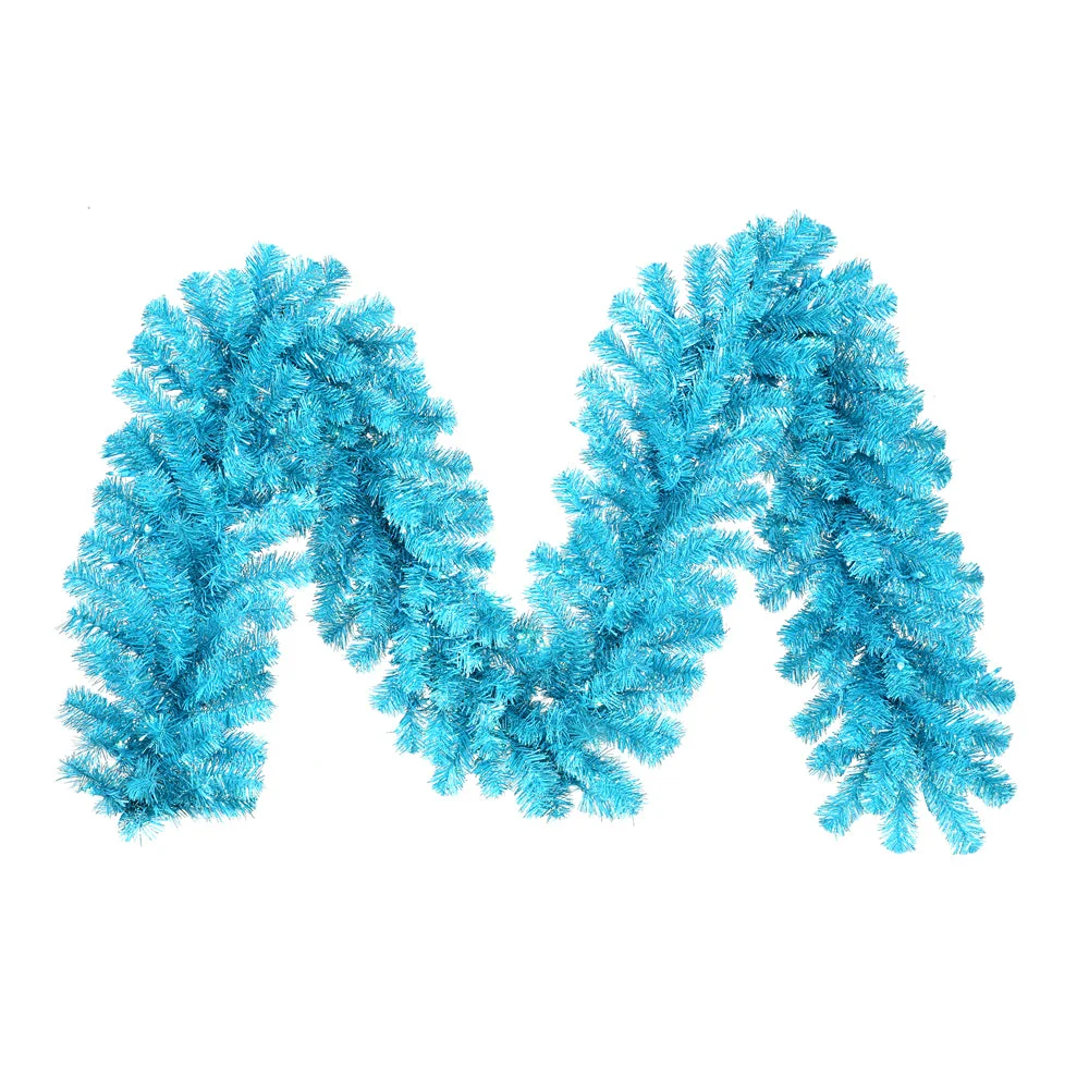 Vickerman B981313 9' Sky Blue Artificial Christmas Garland Teal Dura-lit Incandescent Mini Lights
