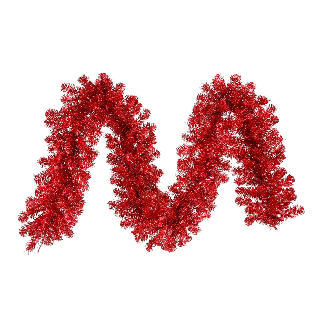Vickerman B981513Led 9' Red Artificial Christmas Garland Red Dura-Lit Led Mini Lights