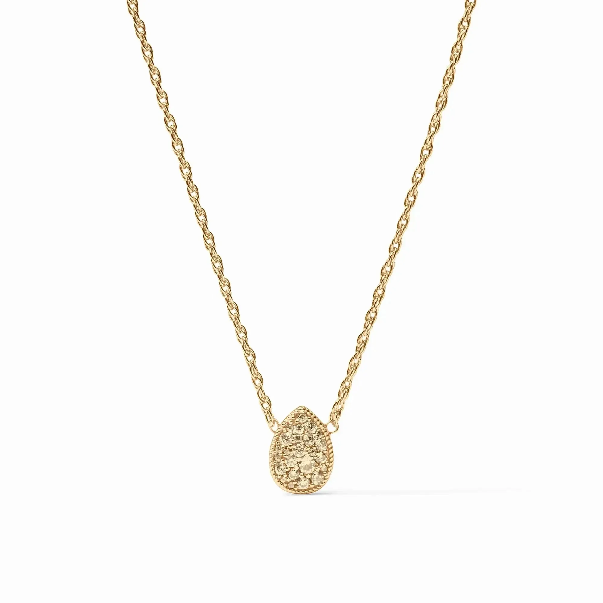 Pavé Teardrop Delicate Necklace // Citrine