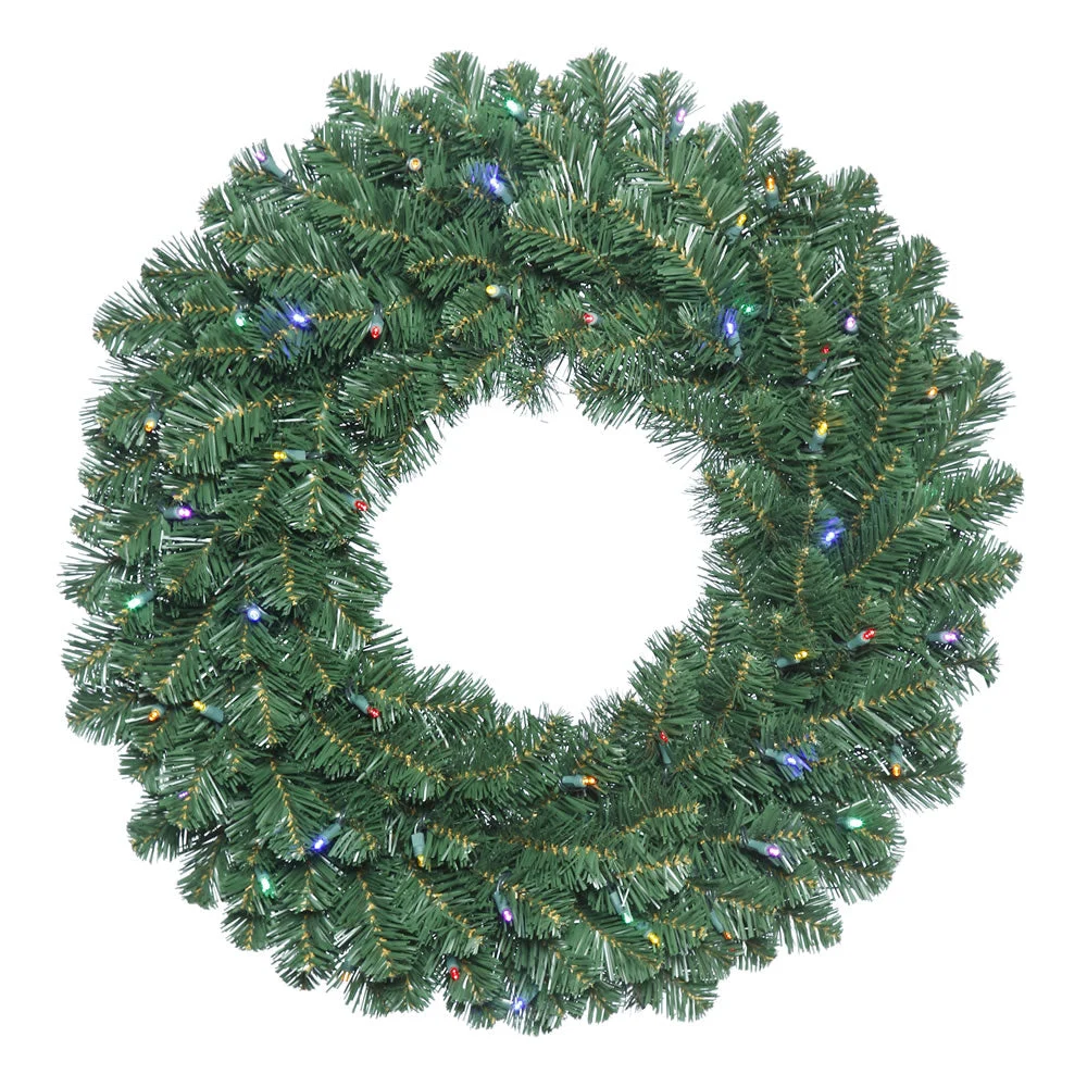 Vickerman C164622LED 20" Oregon Fir Artificial Christmas Wreath Multi-colored Single Mold LED Wide Angle Lights