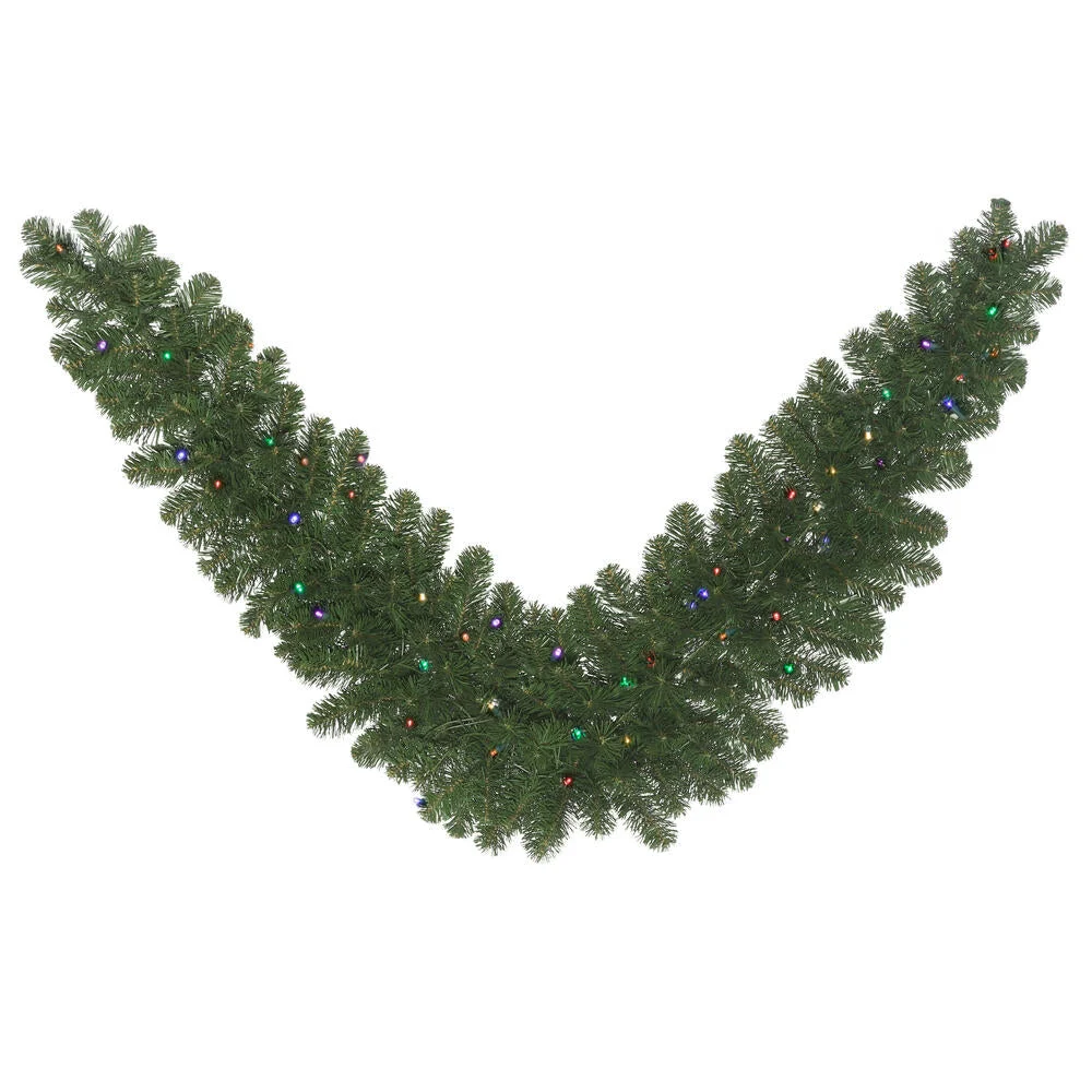 Vickerman C164922Led 9' Oregon Fir Artificial Christmas Swag Garland Multi-Colored Single Mold Led Wide Angle Lights