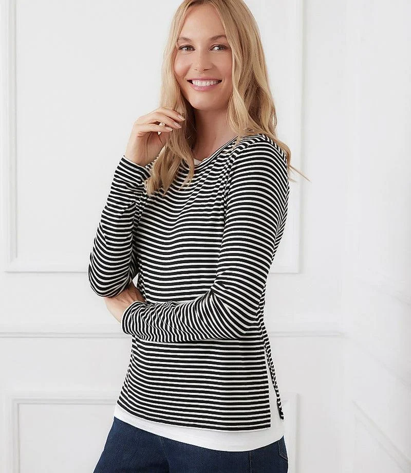 Vivi Stripe Double Layer Side Split Top