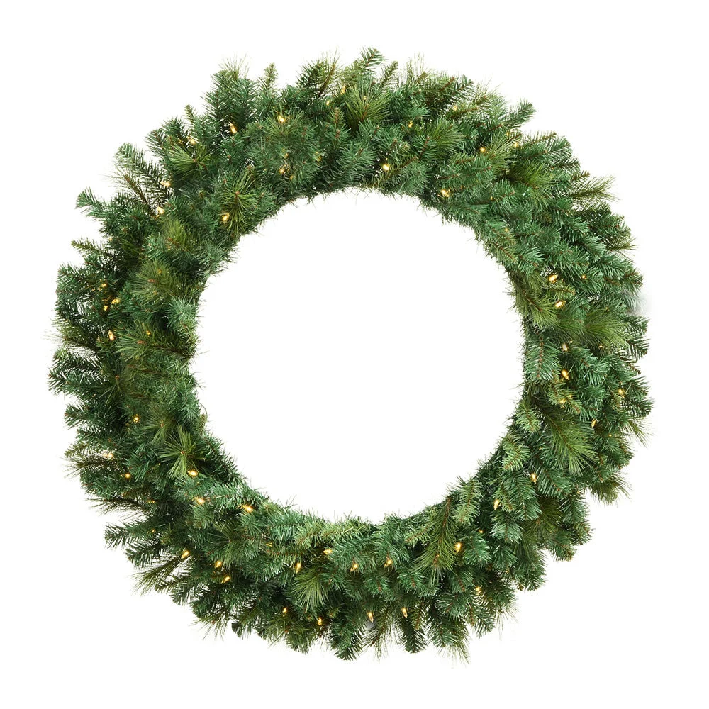 Vickerman D172543LED 42" Artificial Mixed Brussels Pine Wreath 375 PVC/Hardneedle Tips Dura-Lit 150 Warm White LED Mini Lights