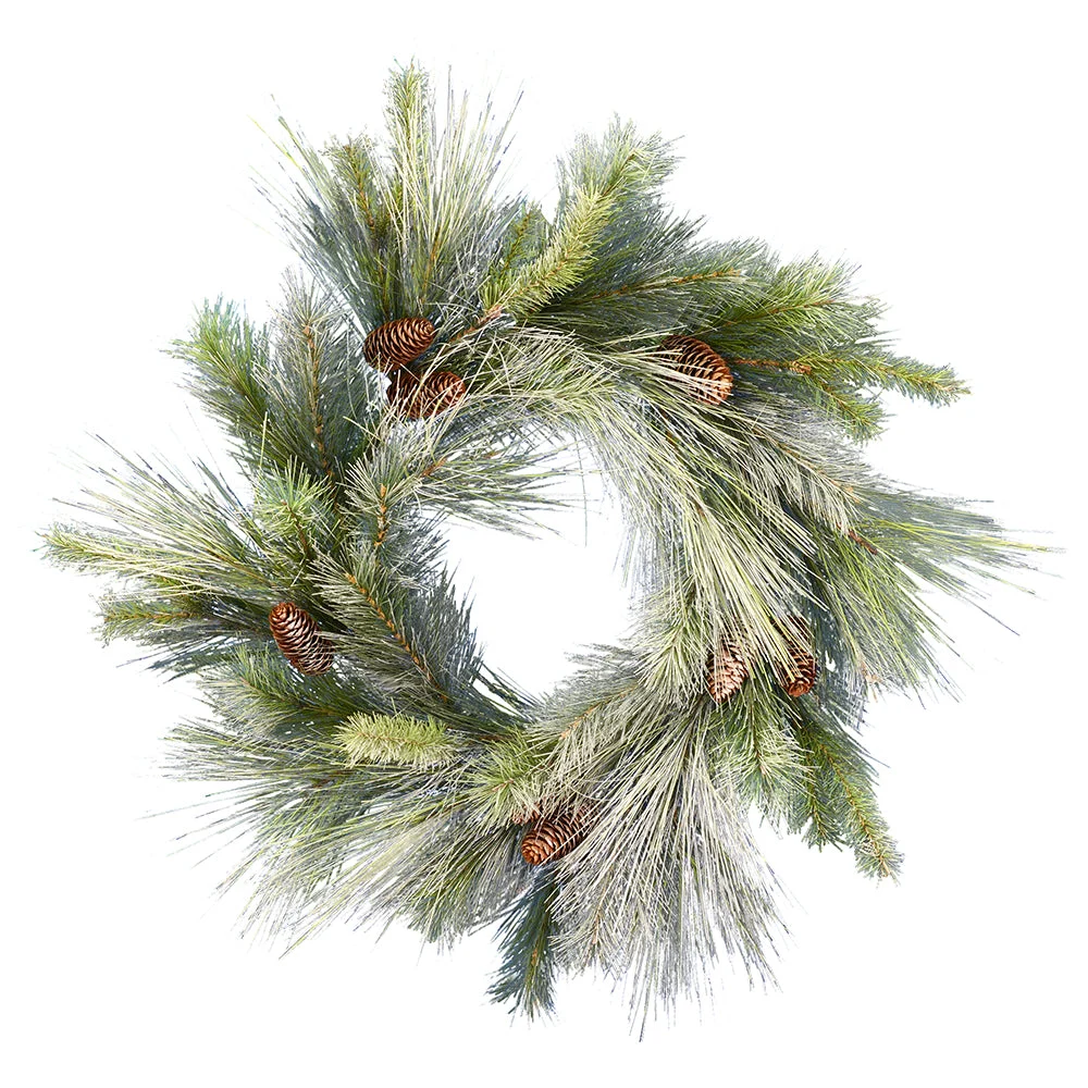 Vickerman D182124 24" Frosted Myers Pine Artificial Christmas Wreath Unlit inside diameter 13"