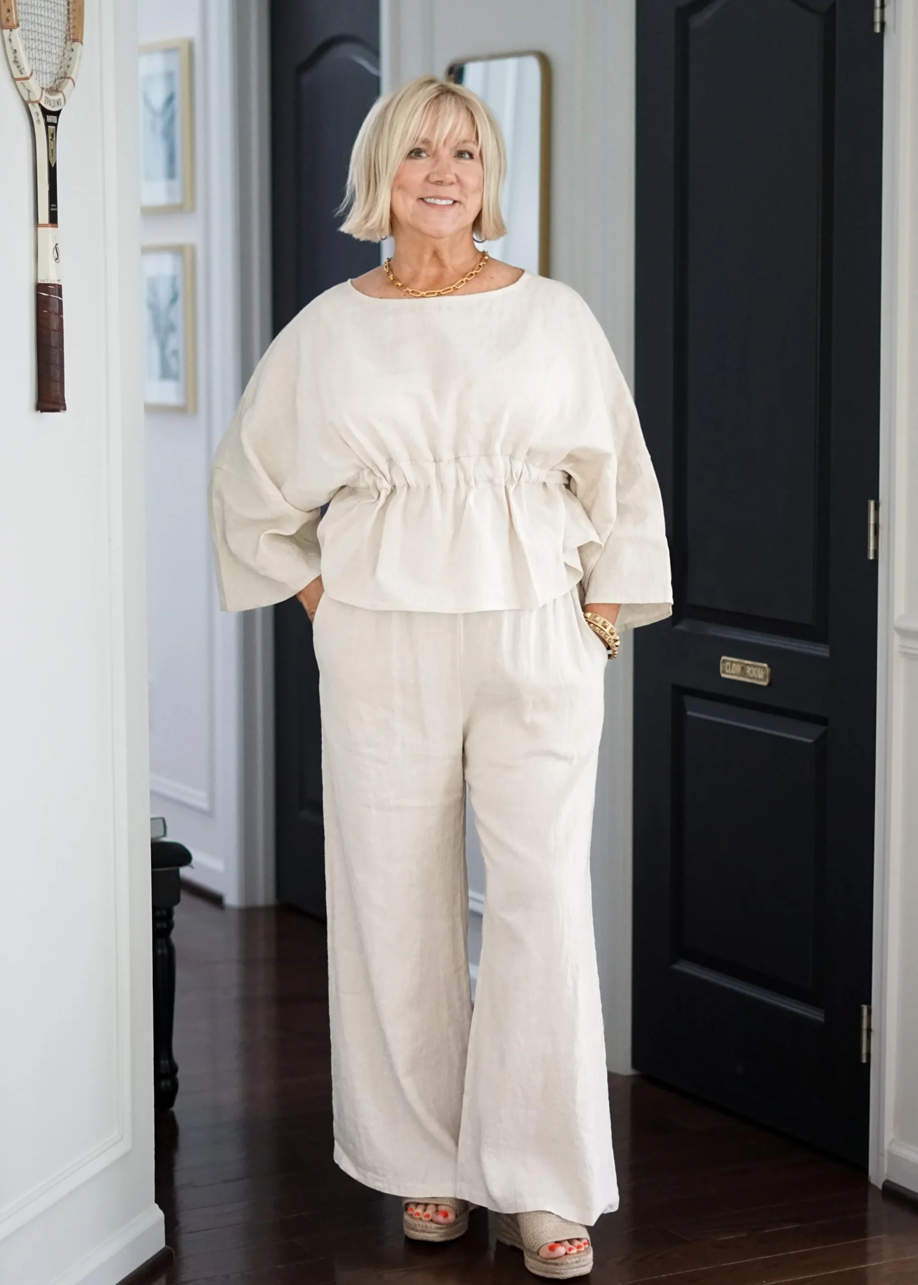 100% Linen Wide Leg Pants // Natural