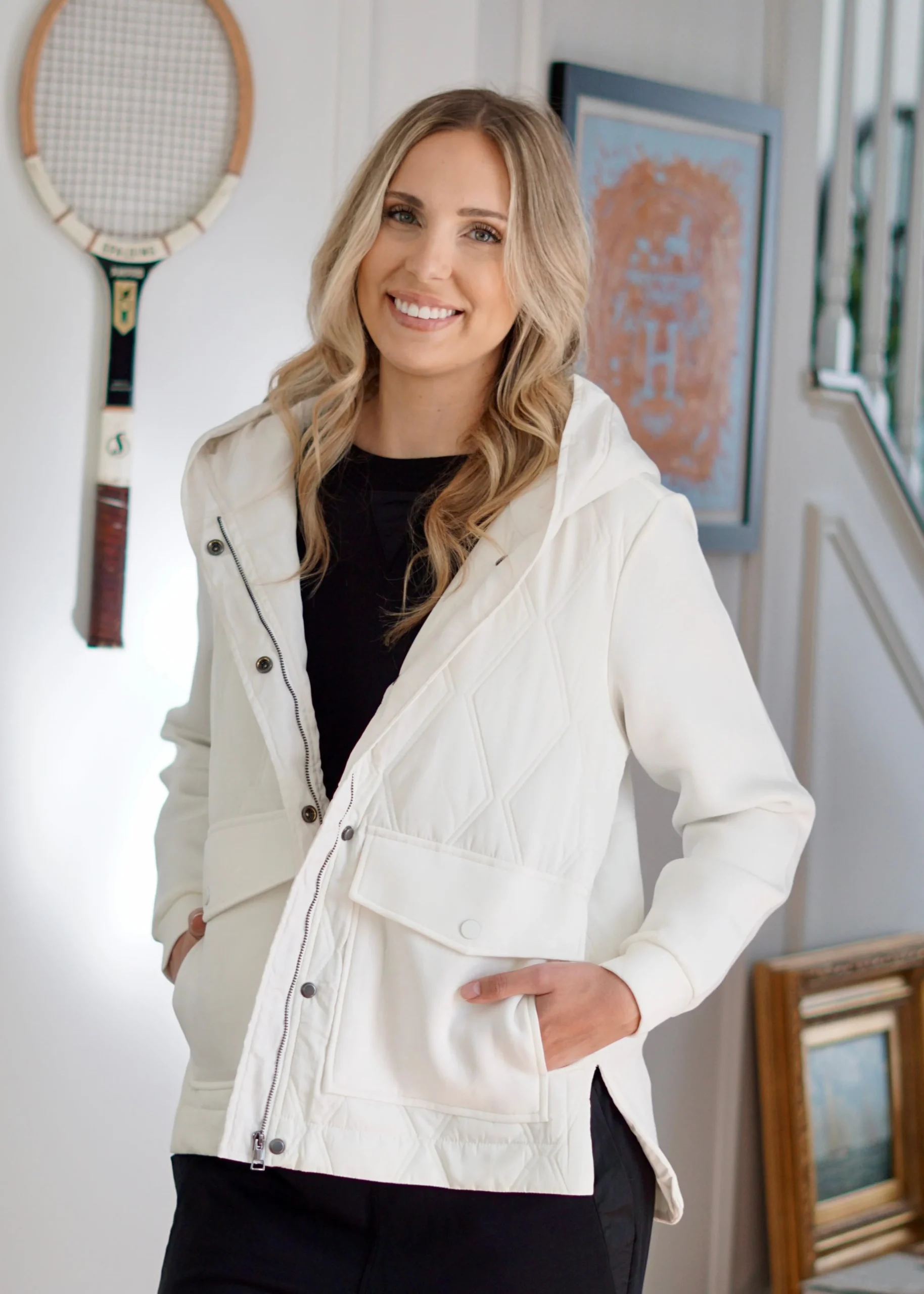 Avril Quilted Knit Jacket // Ecru