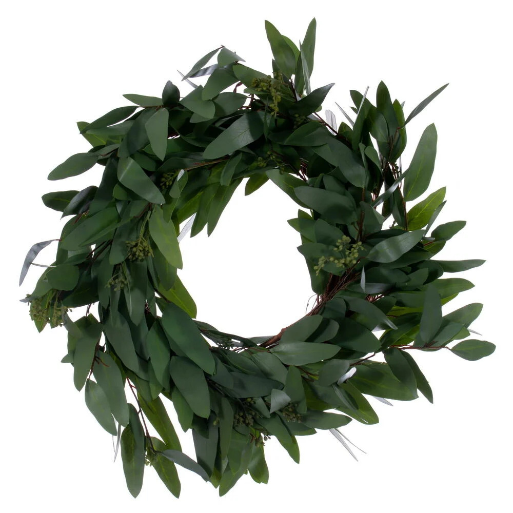 Vickerman EF224420 20" Artificial Green Seeded Willow Eucalyptus Wreath