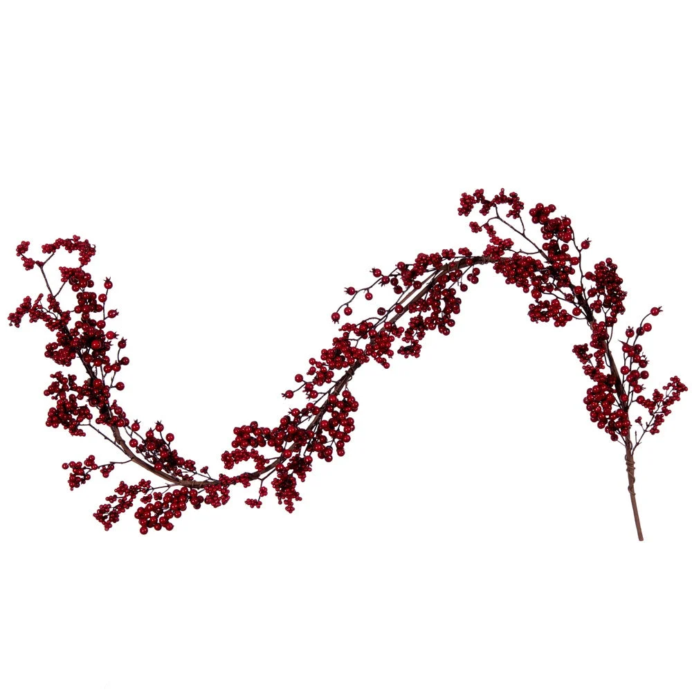 Vickerman Eh210112 5' Artificial Red Outdoor Weather Resistant Berry Christmas Garland Unlit