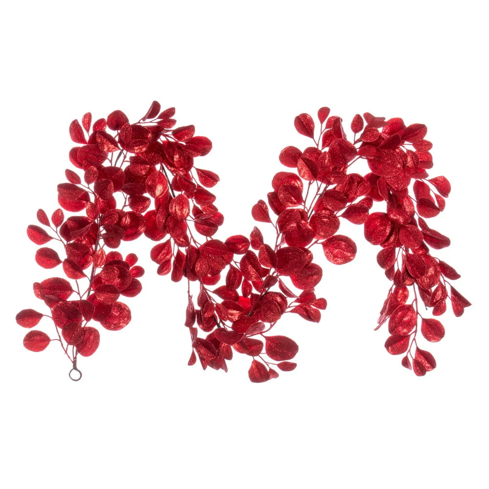 Vickerman Fk220972 6' Red Artificial Dogwood Glitter Garland