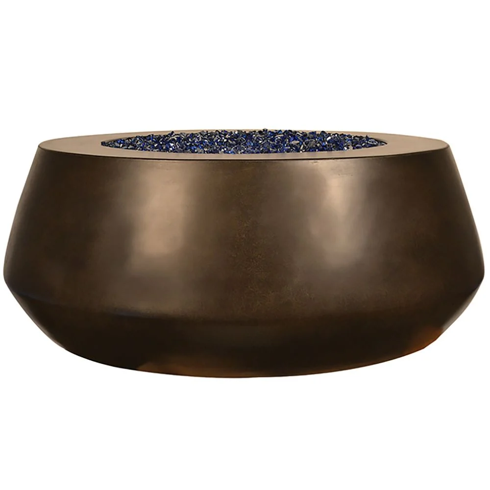 Fire by Design 42" Belize Round Cobalt Blue Finish Natural Gas Fire Pit Table - Battery Powered Ignition System Kit
