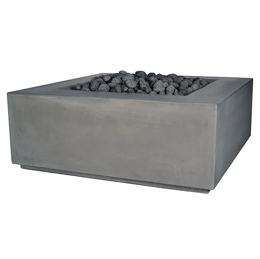 Fire by Design 48" Aura Square Rockslide Finish Natural Gas Fire Pit Table - Battery Powered Ignition System Kit