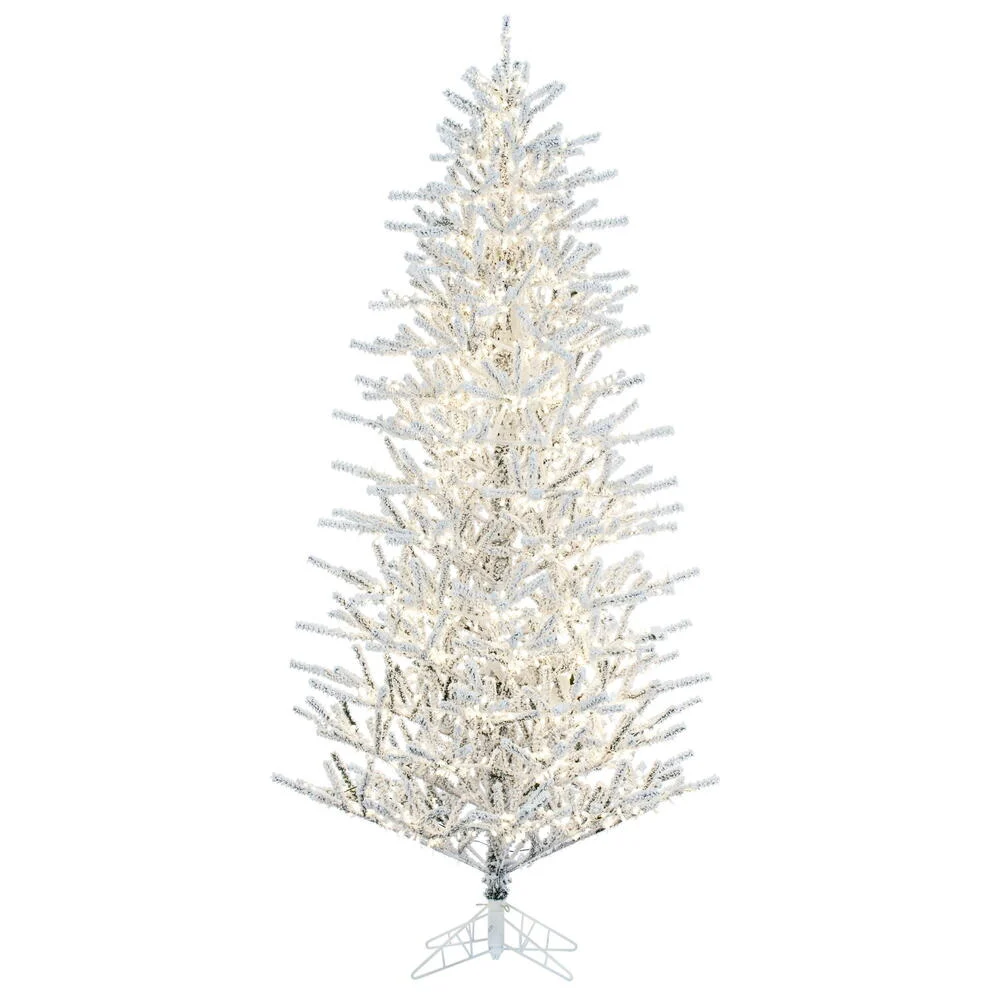 10' x 59" Flocked Pistol Pine Artificial Pre-lit Xmas Tree Warm White 3mm LED
