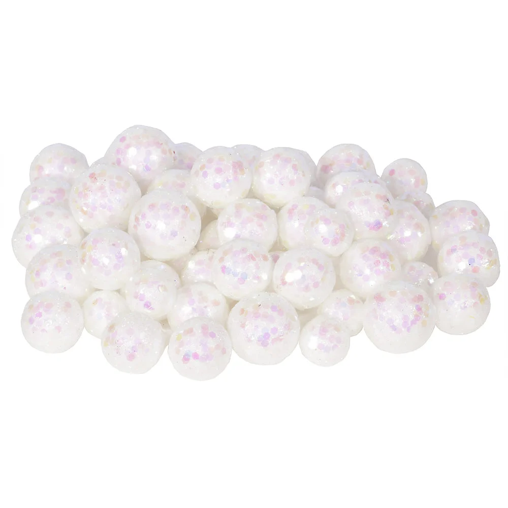 Vickerman L132201 20Mm/25Mm/30Mm White Glitter Polystyrene Ball Christmas Ornament 72 Per Bag