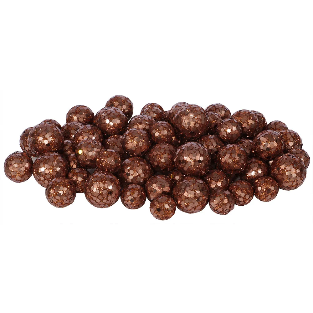Vickerman L132228 20Mm/25Mm/30Mm Dark Copper Glitter Polystyrene Ball Christmas Ornament 72 Per Bag