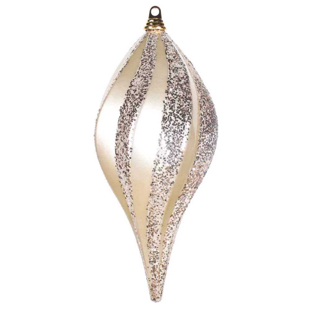 Vickerman M132538 8'' Champagne Glitter Swirl Drop Christmas Ornament