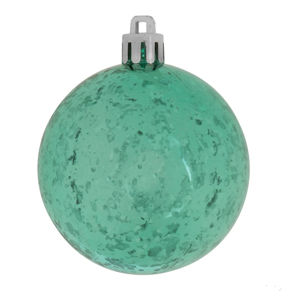 Vickerman M166342 4" Teal Shiny Mercury Ball Ornament 6 Per Bag