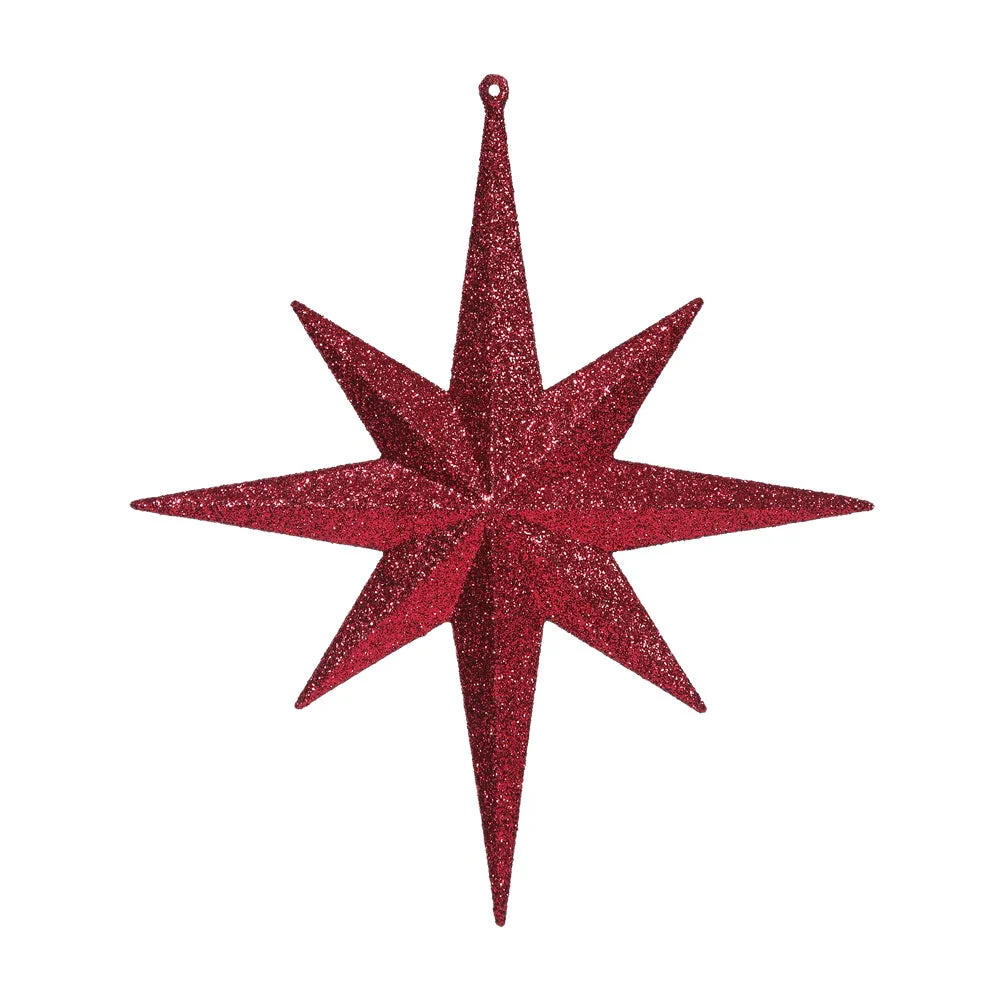 Vickerman M167465 12" Burgundy Iridescent Glitter Bethlehem Star Christmas Ornament 2 Per Box