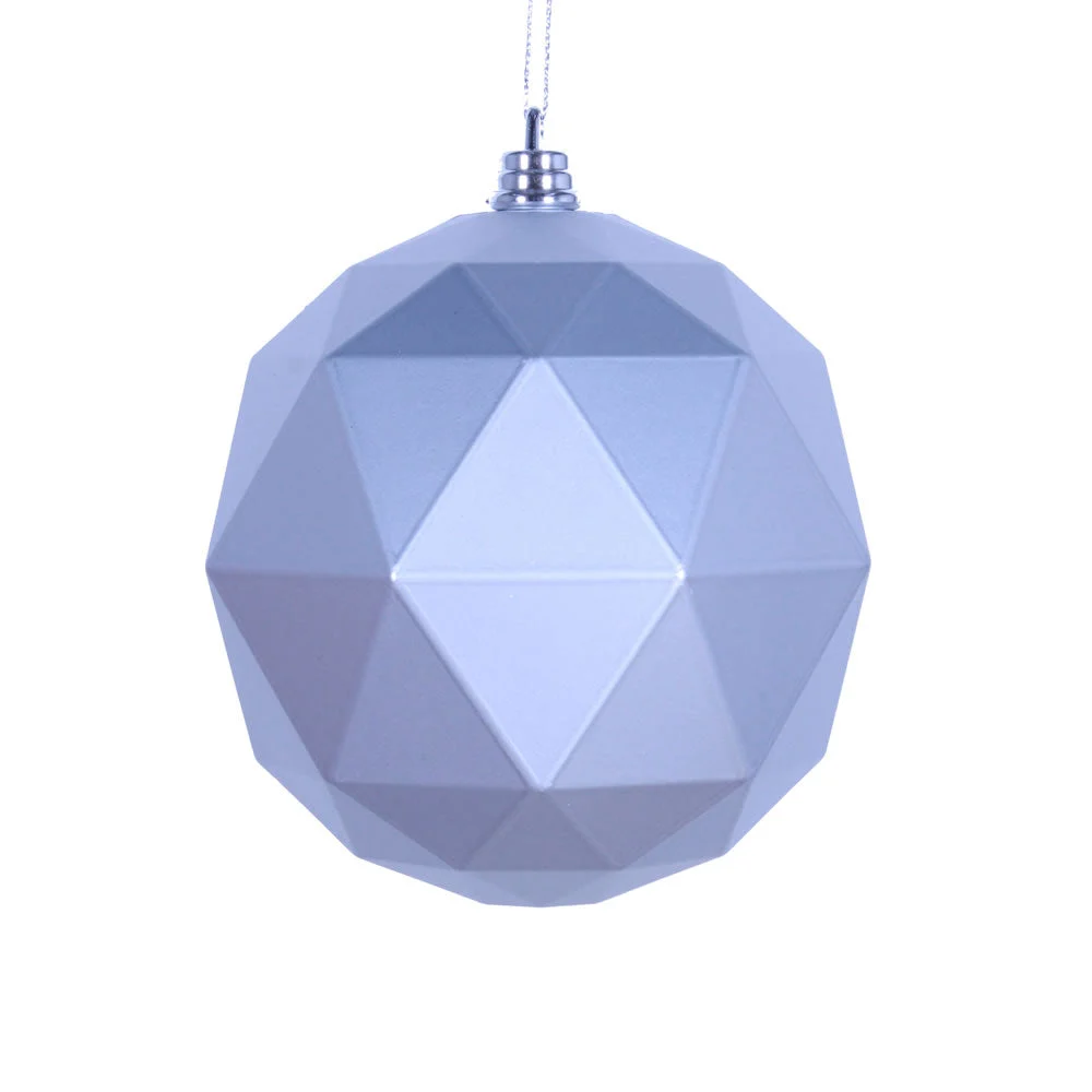 Vickerman M177507DM 8" Silver Matte Geometric Ball Ornament