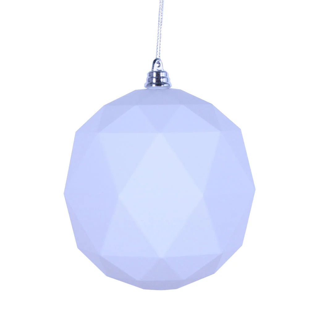 Vickerman M177511DM 8" White Matte Geometric Ball Ornament