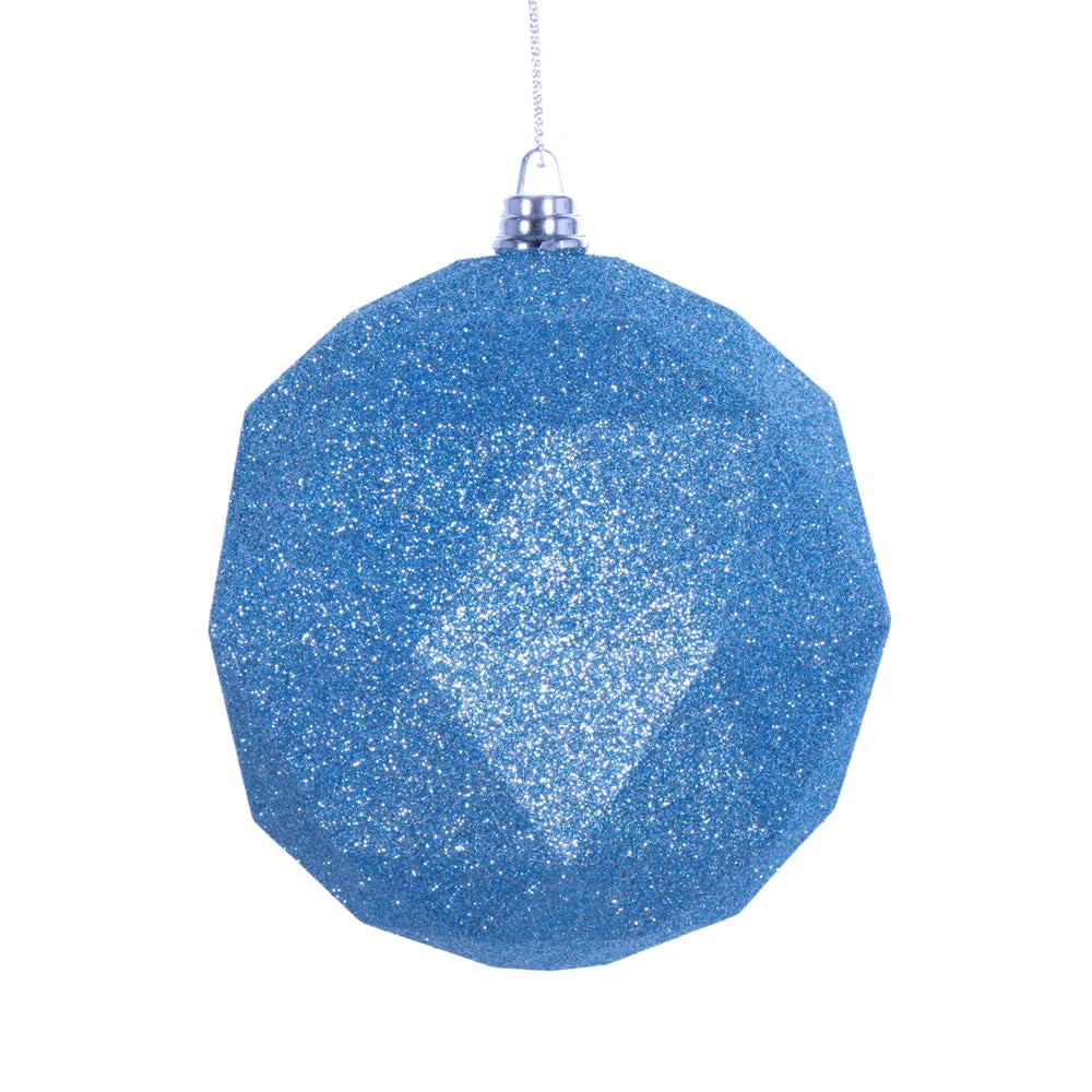 Vickerman M177432DG 6" Baby Blue Glitter Geometric Ball Ornament 4 Per Bag