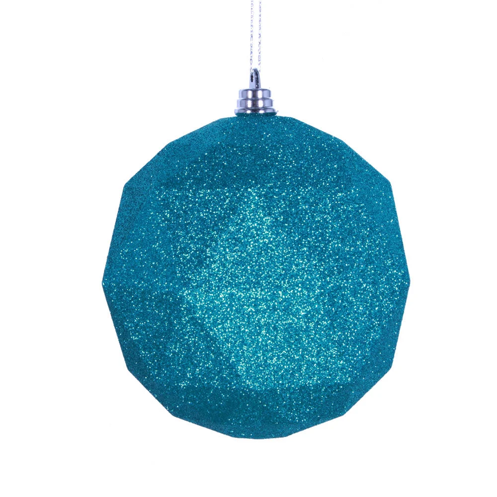 Vickerman M177442DG 6" Teal Glitter Geometric Ball Ornament 4 Per Bag