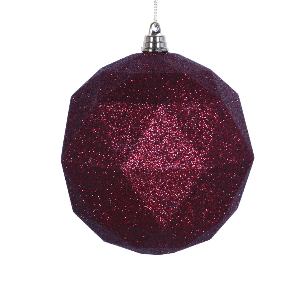 Vickerman M177565DG 8" Burgundy Glitter Geometric Ball Ornament