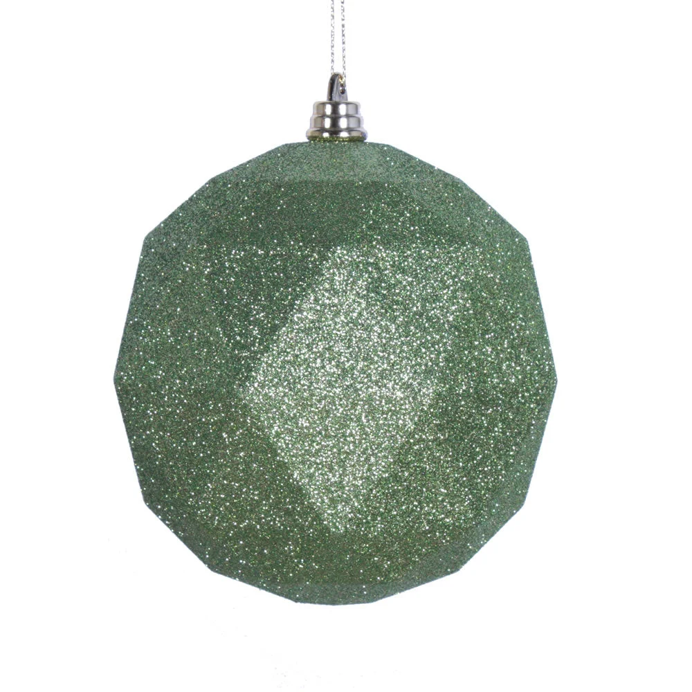 Vickerman M177473DG 6" Lime Glitter Geometric Ball Ornament 4 Per Bag