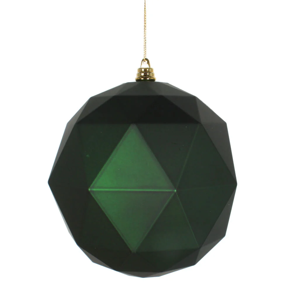 Vickerman M177424DM 6" Emerald Matte Geometric Ball Ornament 4 Per Bag