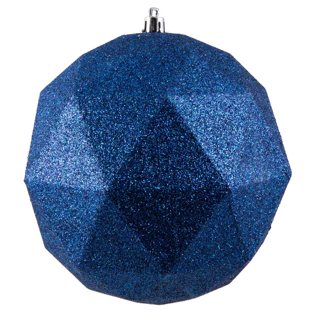 Vickerman M177431DG 6" Midnight Blue Glitter Geometric Ball Ornament 4 Per Bag