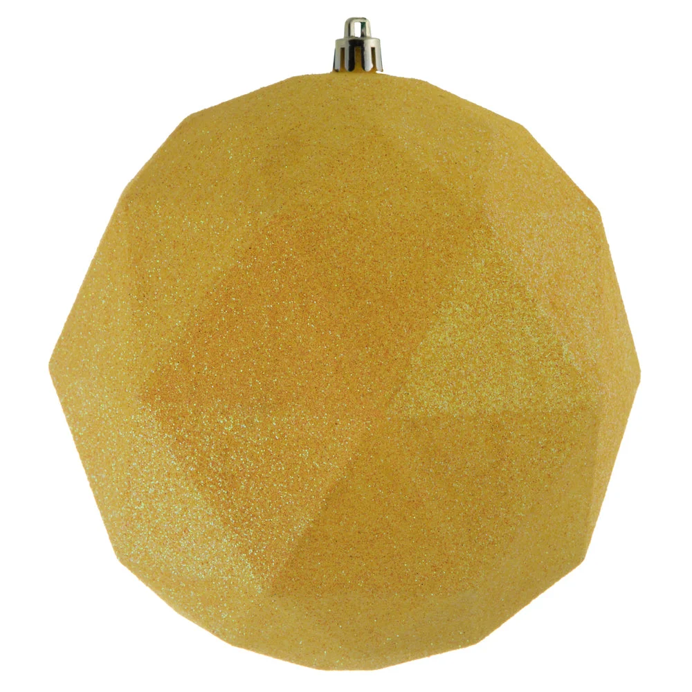 Vickerman M177478DG 6" Yellow Glitter Geometric Ball Ornament 4 Per Bag