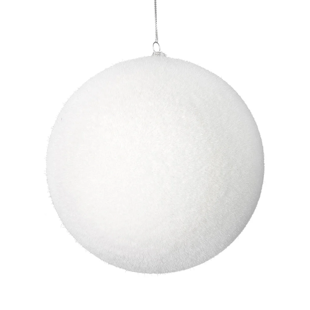 Vickerman M180811 8" White Flocked Ball Ornament