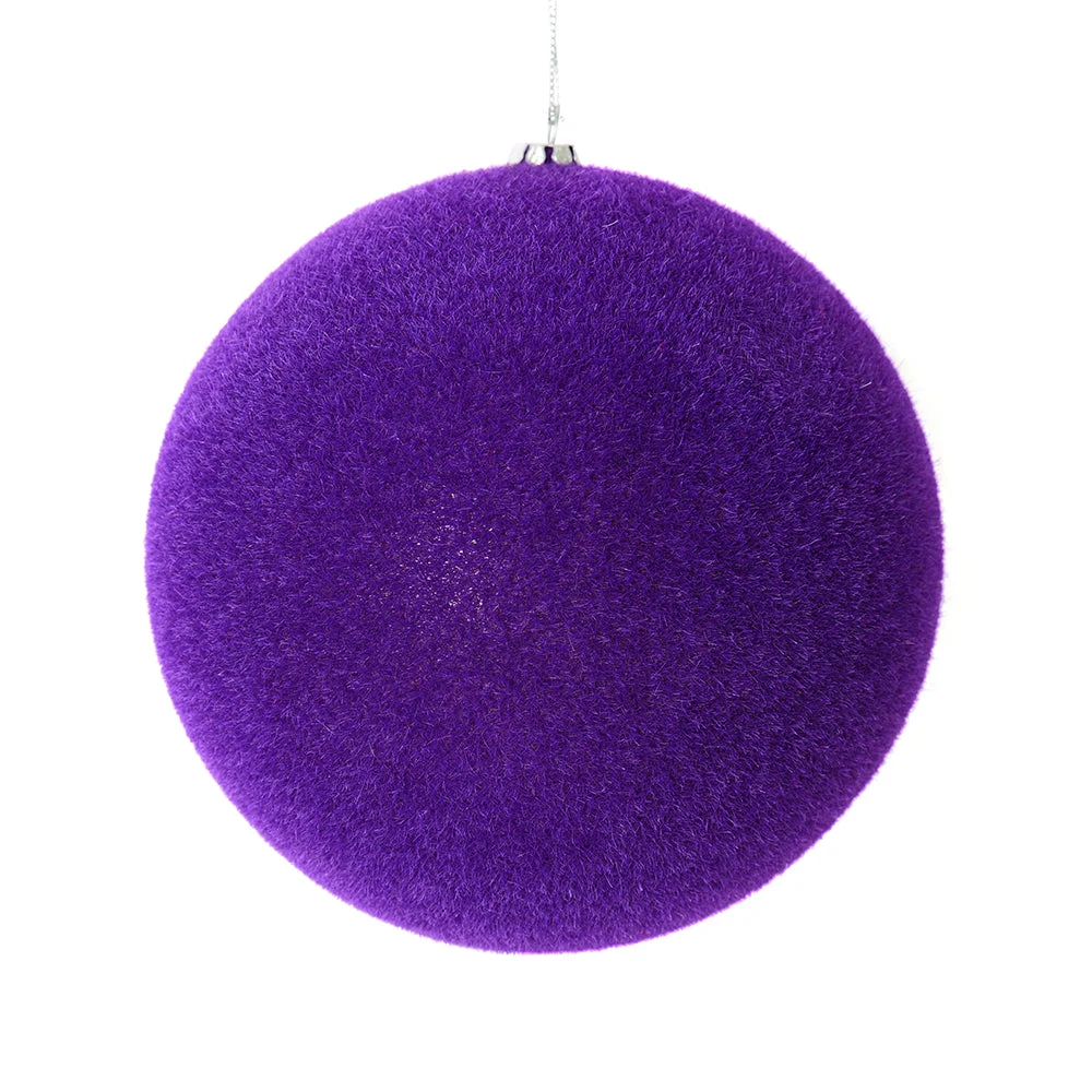 Vickerman M180466 4" Purple Flocked Ball Ornament 6 Pieces/Bag