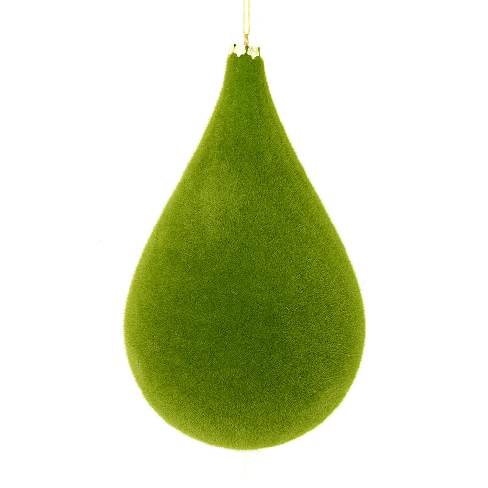 Vickerman M181864 10.5" Moss Green Flocked Waterdrop Ornament