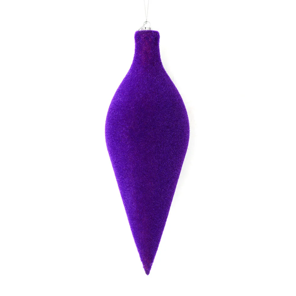 Vickerman M182266 12" Purple Flocked Oval Finial Ornament
