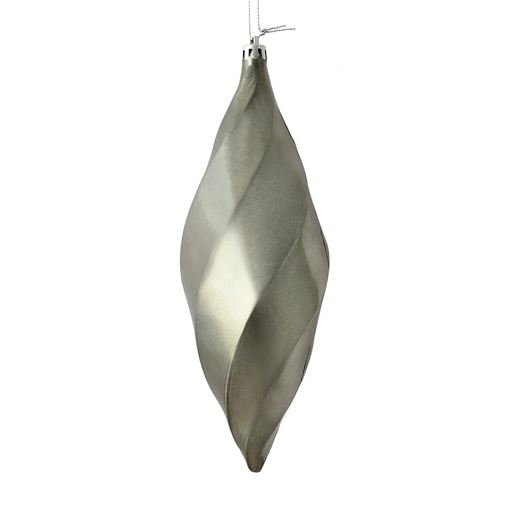 Vickerman M183187S 8" Pewter Shiny Swirl Finial Ornament Pack Of 6