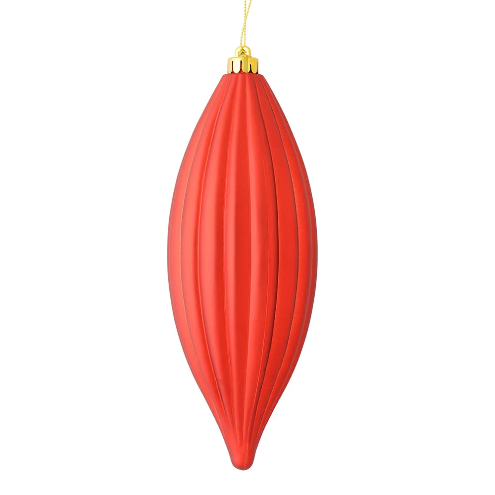 Vickerman M183203M 8" Red Matte Line Finial Ornament Pack Of 4